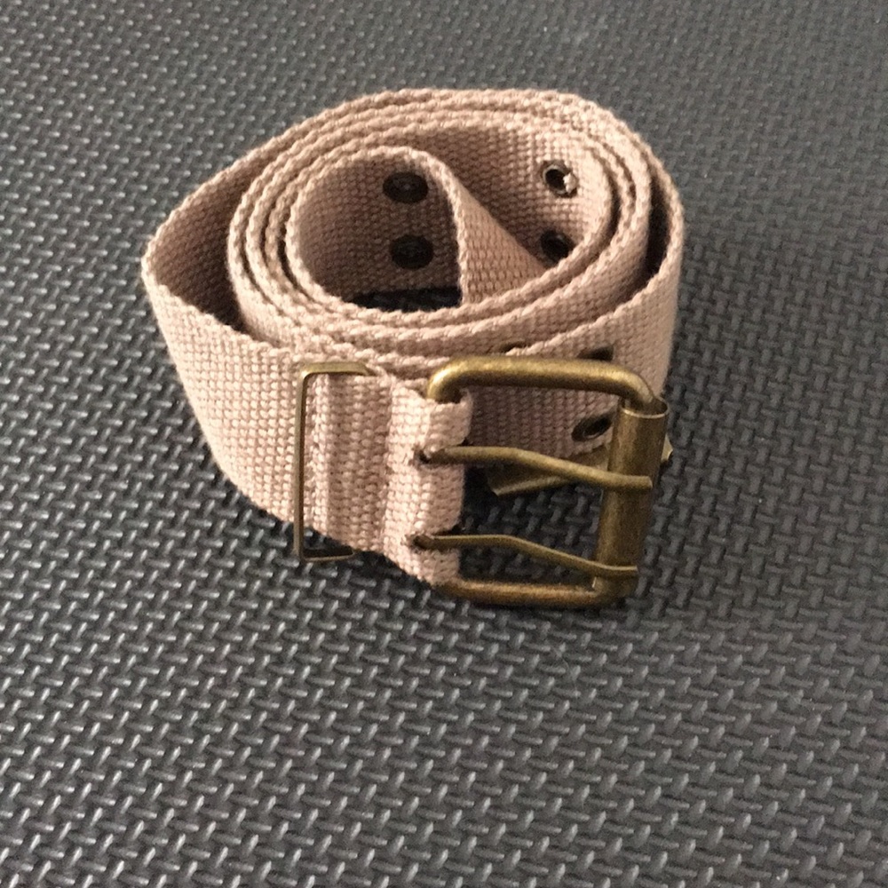 Taupe, brown belt. Almost new